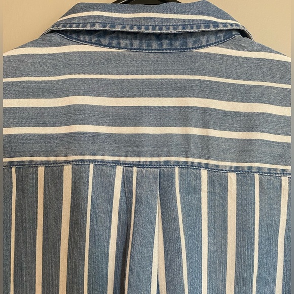 Velvet Heart chambray tunic shirt dress striped pattern adjustable long sleeves - Picture 9 of 11